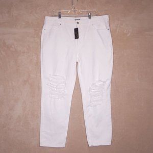 Afrm Womens Slim Skinny‎ Jeans White Distressed Cotton Mid Rise Denim 32 New